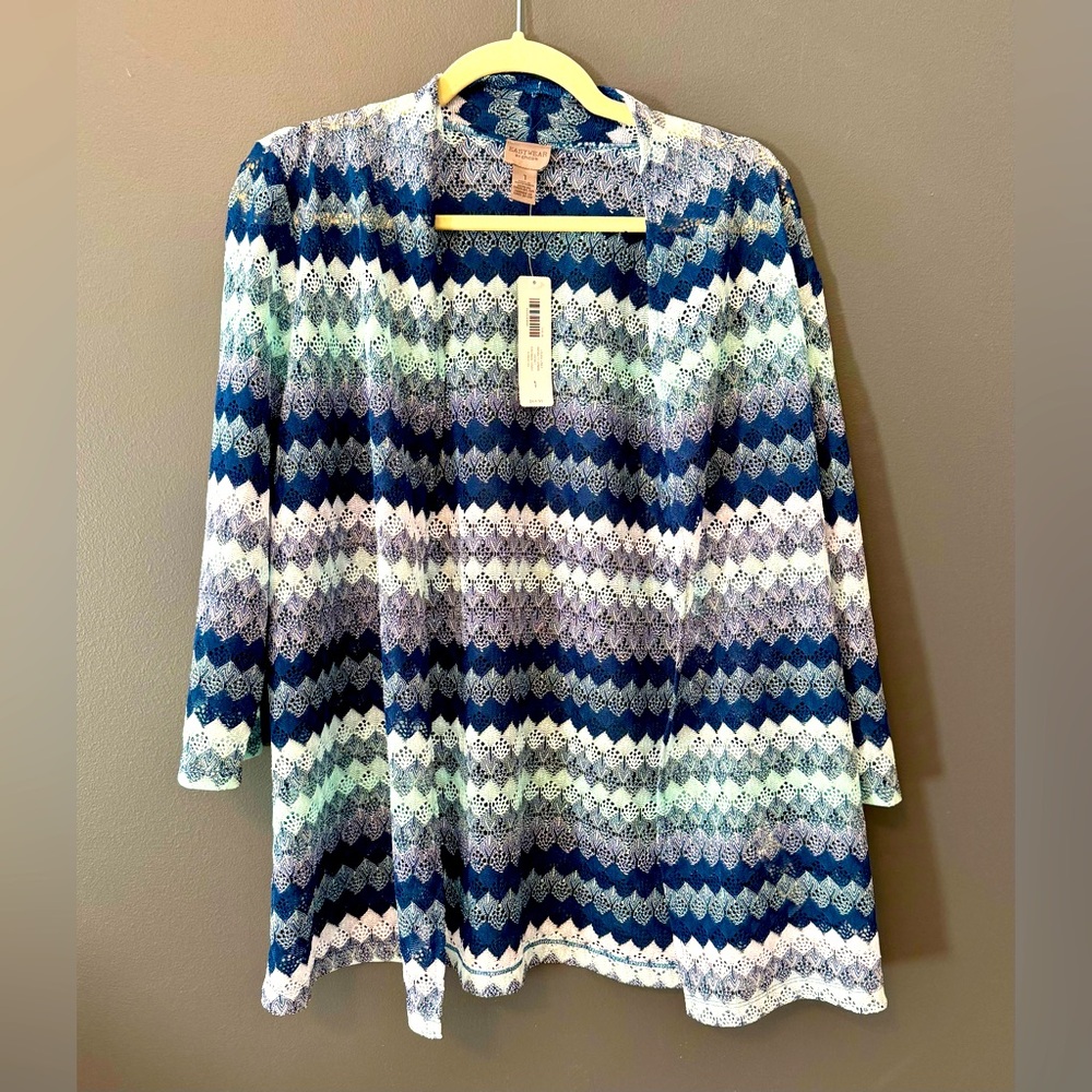Easywear by Chico’s Laced Lines Ombré Jacket Cardigan. Size 1. New with Tags.